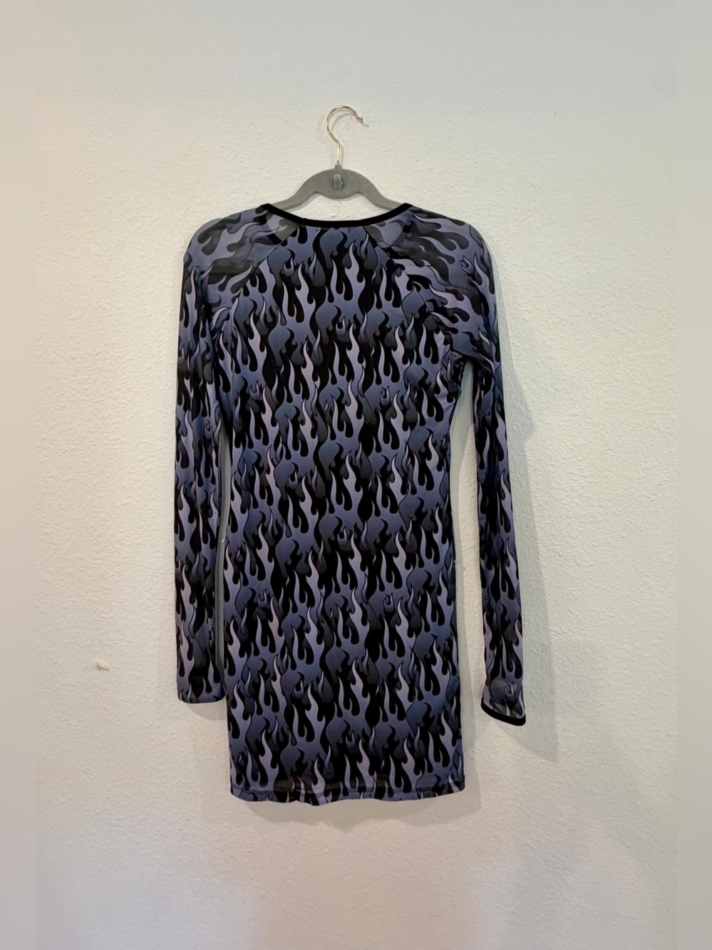 Dolls Kills Horoscopez "Hell On Heels" Blue Flame Mesh Mini Dress size medium - Picture 8 of 12